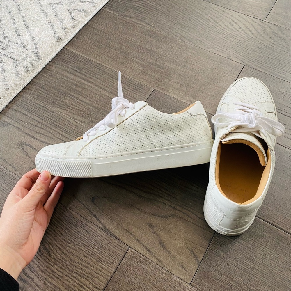 Greats White Perforated Low-Top Sneakers